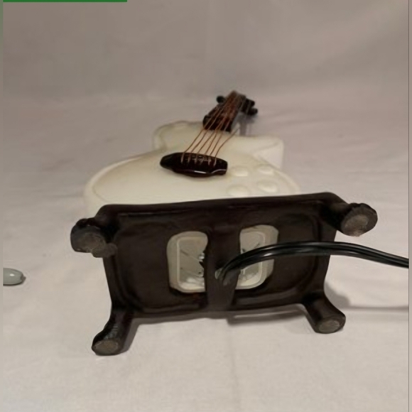 ANTIQUE MILK GLASS AND IRON GUITAR LAMP 18 IN TALL - Picture 4 of 5